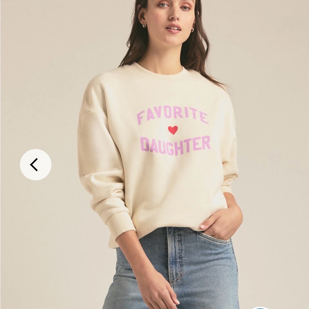FAVORITE DAUGHTER NWT  Cream Sweatshirt with Pink Lettering 🔥NEW WITH TAGS